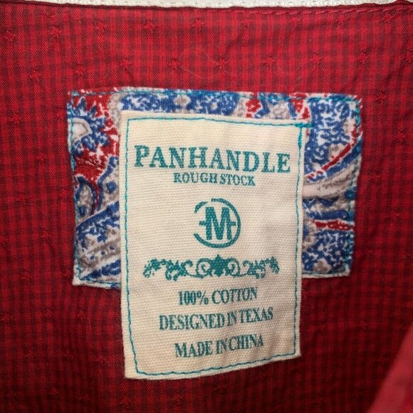 Panhandle Rough Stock Womens Red Western Shirt With Embroidered Yoke & Snap Clos - Picture 2 of 8